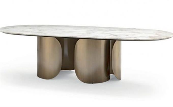 北歐簡約不鏽鋼橢圓形（xíng）西餐廳餐桌