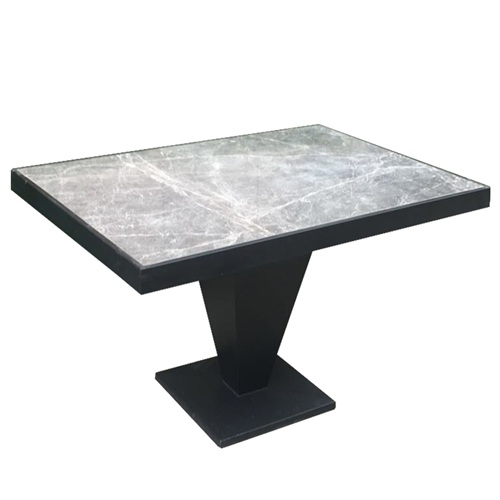 輕奢不鏽鋼包邊大理石西餐桌家具