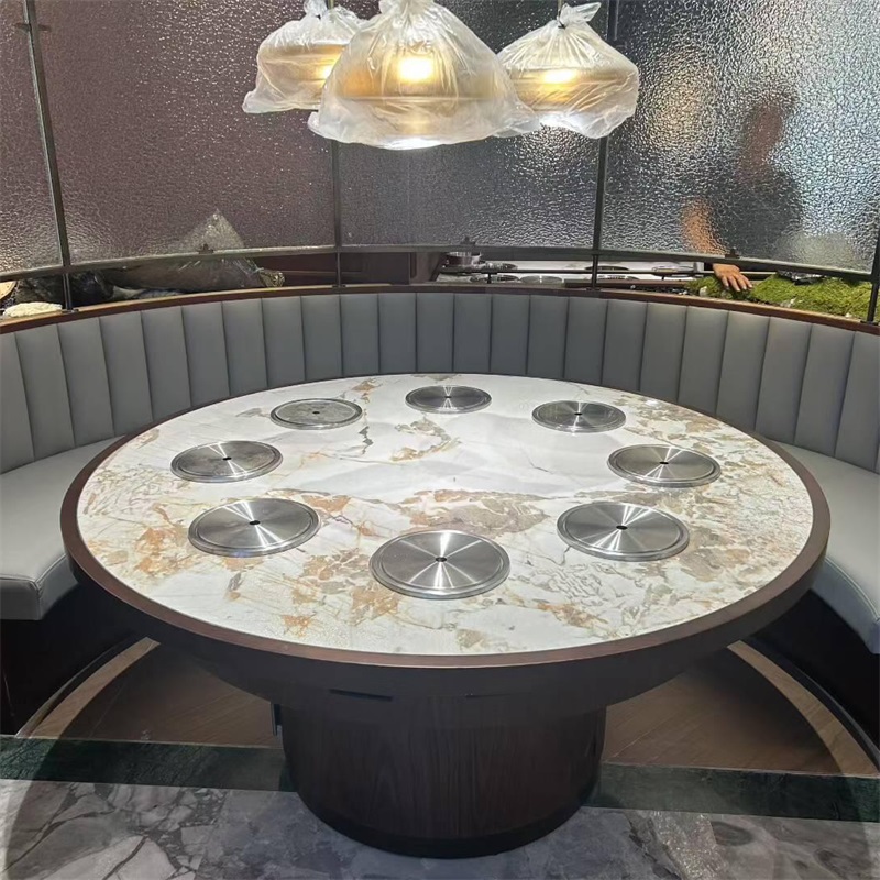 自助火（huǒ）鍋店（diàn）圓形一（yī）人一鍋（guō）無煙淨化小火鍋桌