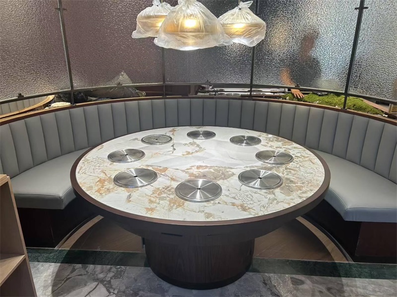 自助火鍋店（diàn）8人位圓形一人一鍋無煙淨（jìng）化小火鍋桌（zhuō）