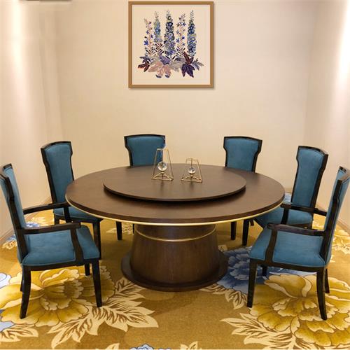 客家菜包（bāo）廂大圓桌_粵菜館12人時尚實木圓桌