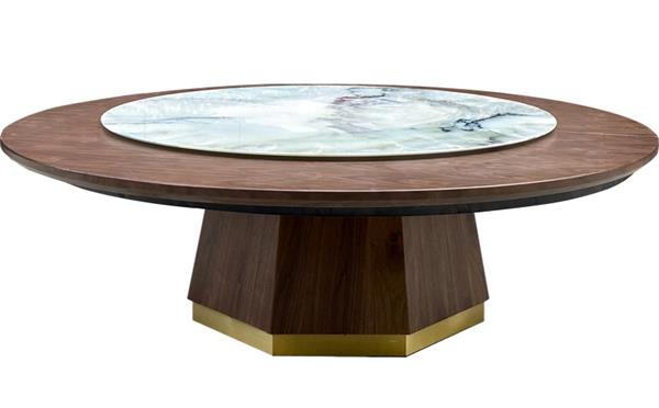 餐廳酒（jiǔ）樓包廂大理石圓桌椅實木新中式家具（jù）