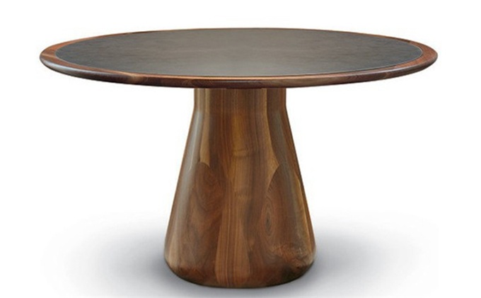 湘（xiāng）菜館實（shí）木（mù）封邊岩板複古實木餐桌