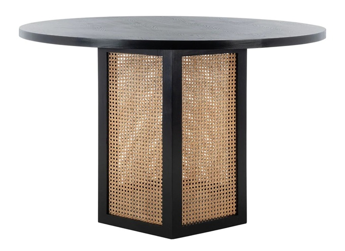 會所酒樓新古典藤編實木特色（sè）圓桌