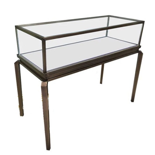 黃古銅不鏽鋼玻璃（lí）展示（shì）櫃_不鏽（xiù）鋼珠寶展櫃定做