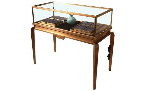 紅古（gǔ）銅輕奢黃金飾品展示櫃_不鏽鋼展示櫃廠家