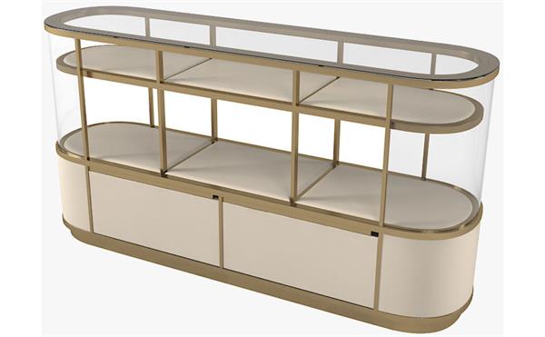 輕奢不鏽鋼櫃台展示櫃_意式不鏽（xiù）鋼玻（bō）璃展櫃