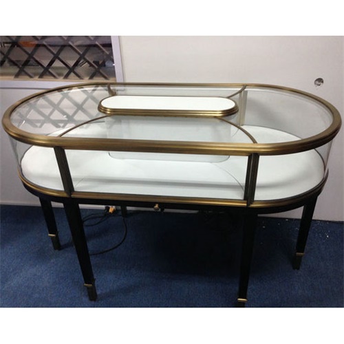 鈦金不鏽鋼玻璃珠寶展櫃_橢圓珠寶飾品展（zhǎn）櫃