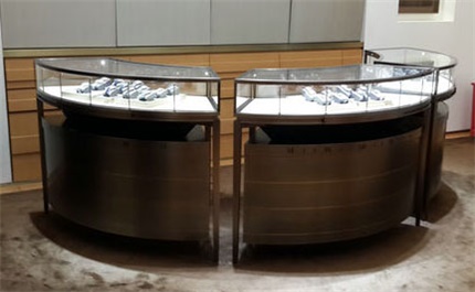青古銅黃金（jīn）珠寶玻璃展櫃_金銀首飾不鏽鋼展示櫃