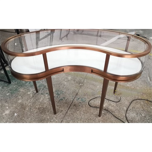 弧形玉器店展示櫃_不鏽鋼玻（bō）璃翡翠展示櫃