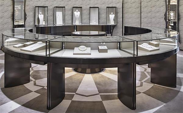 高檔珠（zhū）寶店不鏽鋼玻璃鑽石櫃創意陳（chén）列