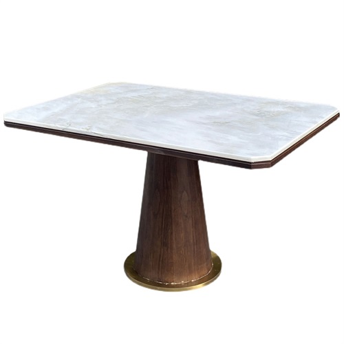 主題餐廳簡約輕（qīng）奢風大理石不鏽鋼餐桌