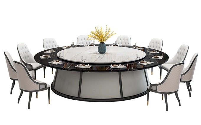 酒店包間時尚大理（lǐ）石電動餐桌