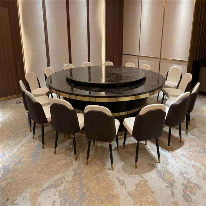 酒店包房十六人位大理石電動大圓桌（zhuō）