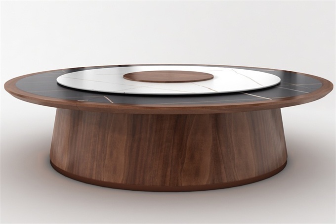 新（xīn）中式風格大理石岩板電動餐桌（zhuō）