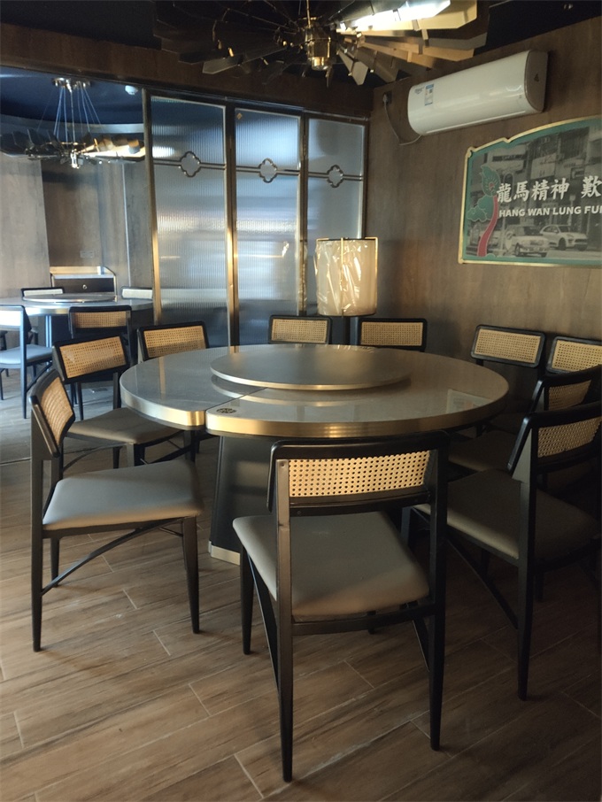 行運龍鳳茶樓餐廳輕餐時（shí）尚大（dà）理石（shí）帶轉盤圓（yuán）餐桌