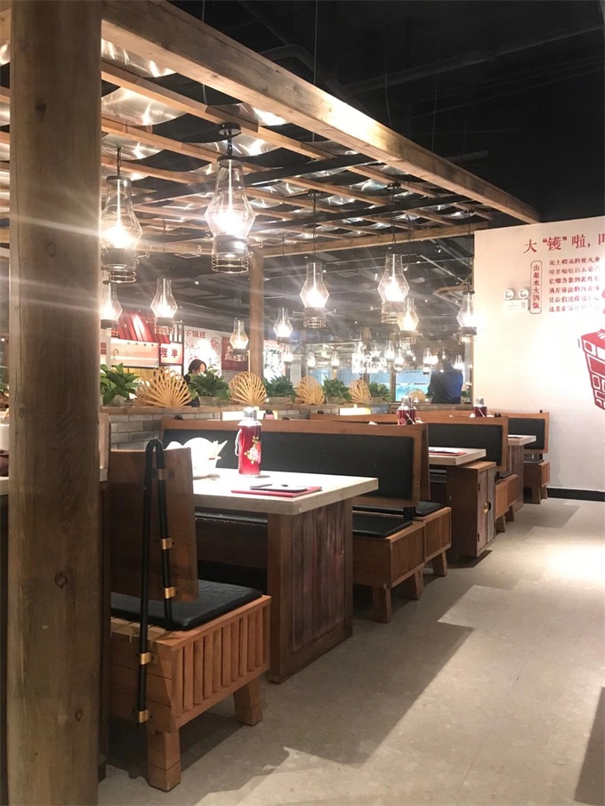 簡約大理石長（zhǎng）條桌特色實木軟包（bāo）卡座