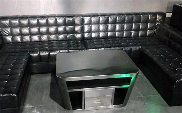 南京酒吧卡位區長方形不鏽鋼茶幾沙發